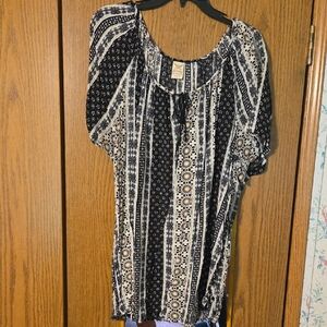 Faded Glory Black and White Striped Blouse